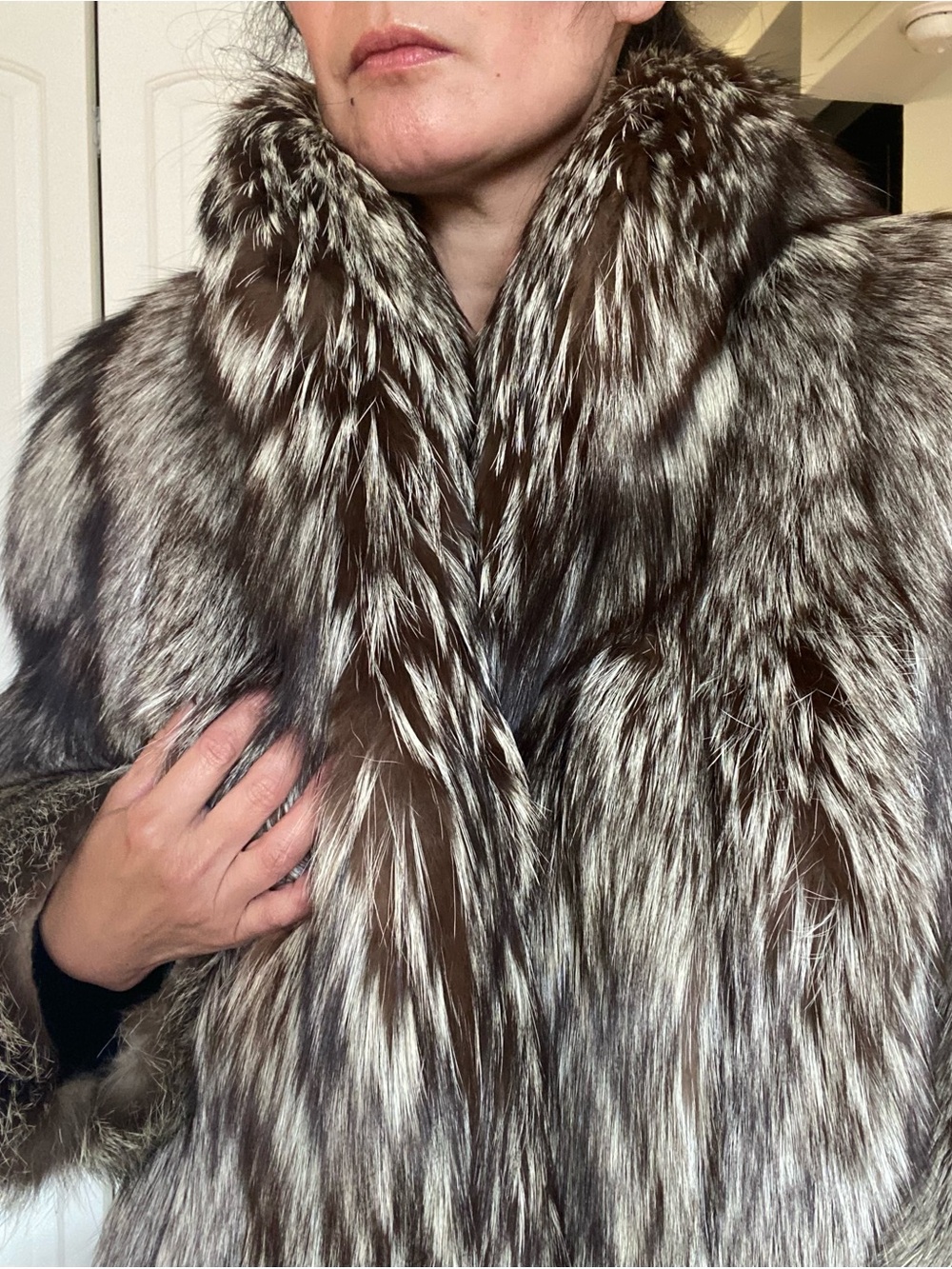 Saga Fox Silver Fox Fur Coat size Medium / Large (read description re: size) - Picture 3 of 10